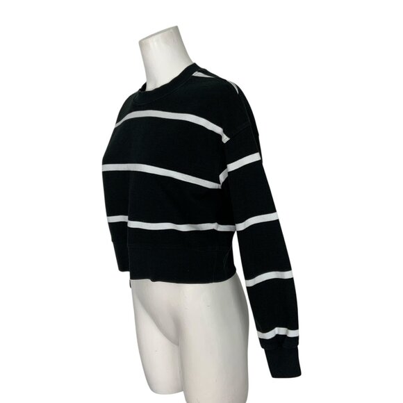 Lululemon Perfectly Oversized Cropped Crew Sweatshirt 0 Boundless Stripe Black - Picture 3 of 13